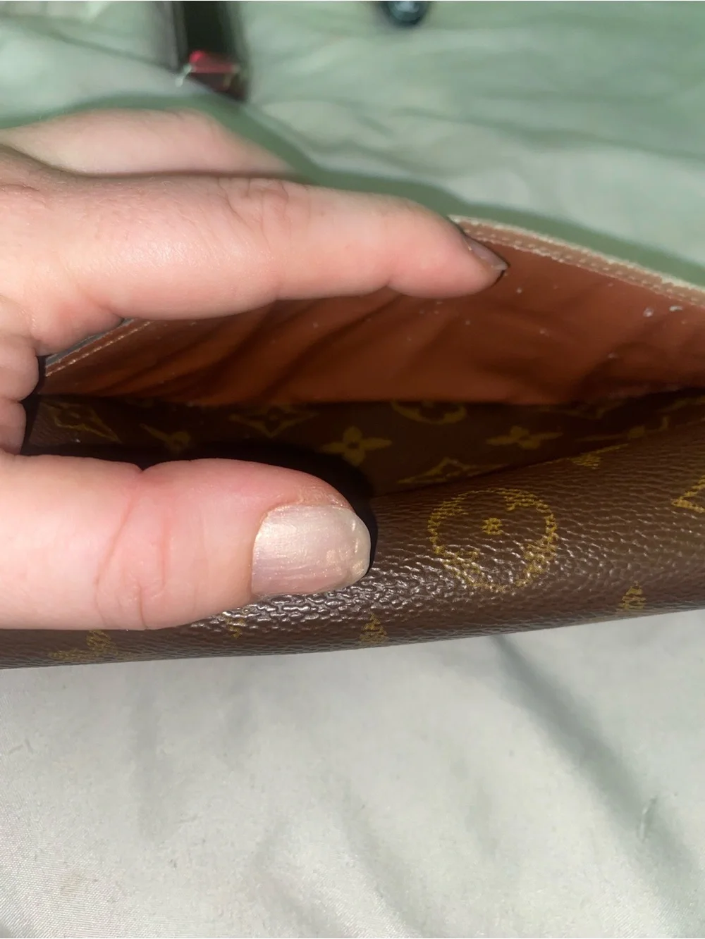 Louis Vuitton Monogram Fold-Over Continental Wallet in Brown and Gold
